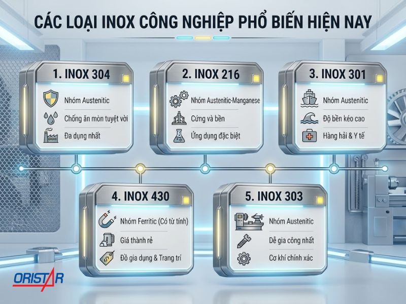 Các loại inox công nghiệp phổ biến hiện nay
